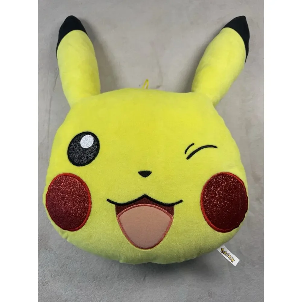 Pokemon Pikachu Winking Face Plush Pillow 20” Toy Factory Yellow Stuffed Toy